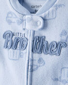 Baby Boy Firetruck Print Loose Fit Long-Sleeve Sleeper - Blue, image 2 of 4 slides