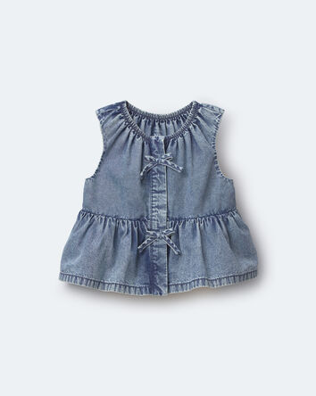 Toddler Girl Peplum Top in Chambray, 