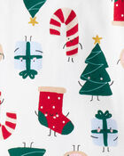 Baby Santa Print 100% Cotton Long-Sleeve 2-Piece Pyjamas - White, image 2 of 3 slides