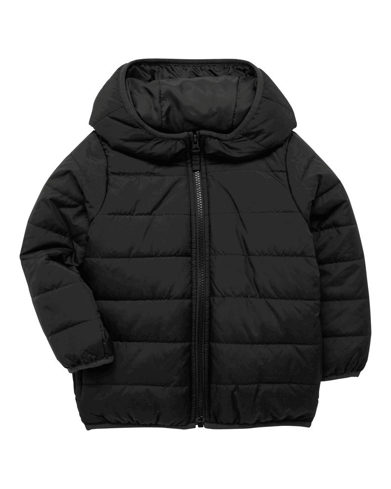 Toddler Hooded Puffer Jacket - Black, image 2 of 5 slides