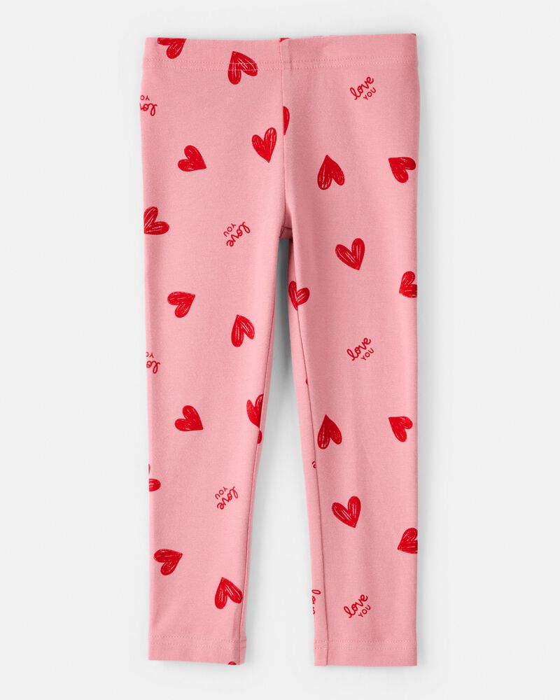 Toddler Girl Heart Pull-On Stretch Leggings - Pink, image 2 of 4 slides