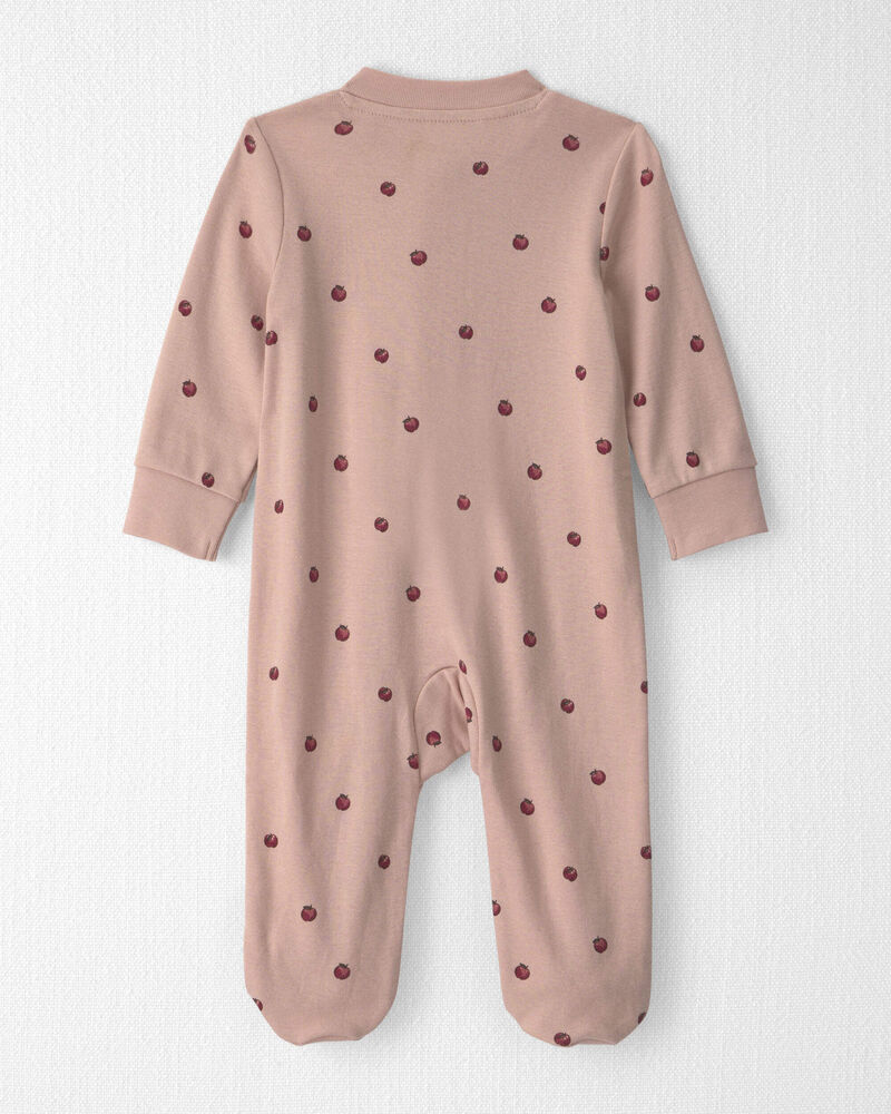 B&eacute;b&eacute; fille - Grenouill&egrave;re en coton biologique &agrave; motif Pommes roses, image 2 sur 4 diapositives