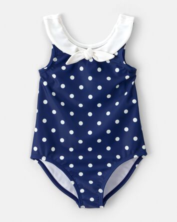 Tout-petit fille - Maillot de bain 1 pi&egrave;ce &agrave; pois - Bleu marine, 
