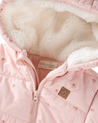Baby Girl 1-Piece Snowsuit Made with Recycle Materials in Blush Petals Print, image 3 of 4 slides