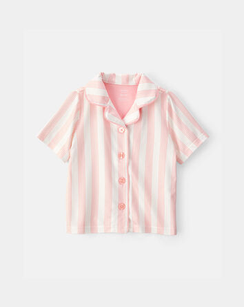 Toddler Girl Striped Loose Fit 2-Piece Pyjama Set - Pink/Ivory, 