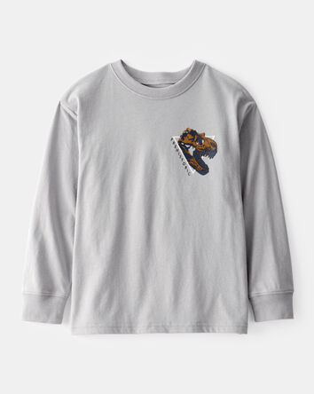 Boys Long-Sleeve T-Rex Tee - Grey, 
