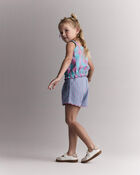 Tout-petit fille - Short festonn&eacute; en guingan - Bleu/Mauve, image 5 sur 7 diapositives