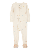 Baby Bunny Print Easter Snug Fit Cotton 1-Piece Pyjamas - Ivory, image 1 of 4 slides