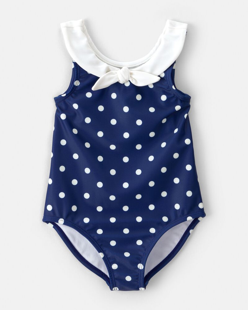 Tout-petit fille - Maillot de bain 1 pi&egrave;ce &agrave; pois - Bleu marine, image 1 sur 2 diapositives