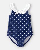 Tout-petit fille - Maillot de bain 1 pi&egrave;ce &agrave; pois - Bleu marine, image 1 sur 2 diapositives