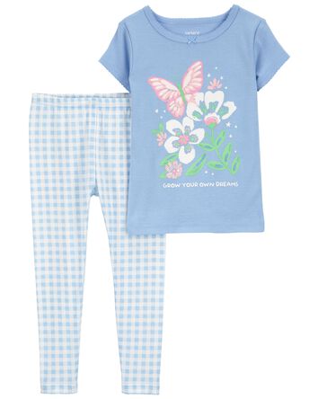 Pyjama 2 pièces en coton ajusté à motifs de papillons, 
