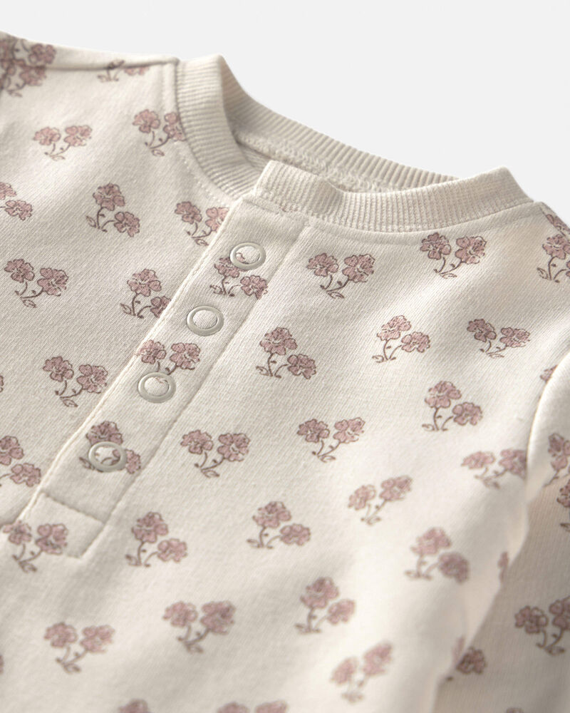 Baby Girl Organic Cotton French Terry Jumpsuit in Floral, image 3 of 5 slides