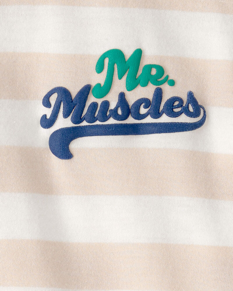 Toddler Boy 'Mr. Muscles' Striped Top - Tan, image 3 of 4 slides