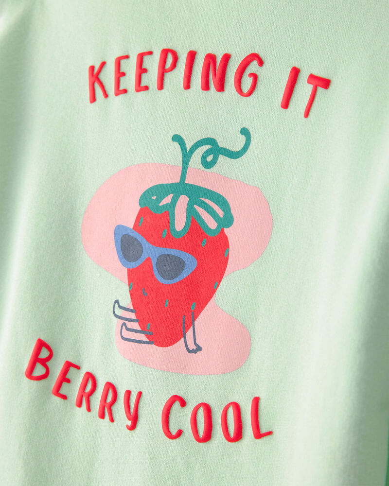 Toddler Girl Strawberry French Terry Pullover Sweatshirt - Green, image 4 of 8 slides