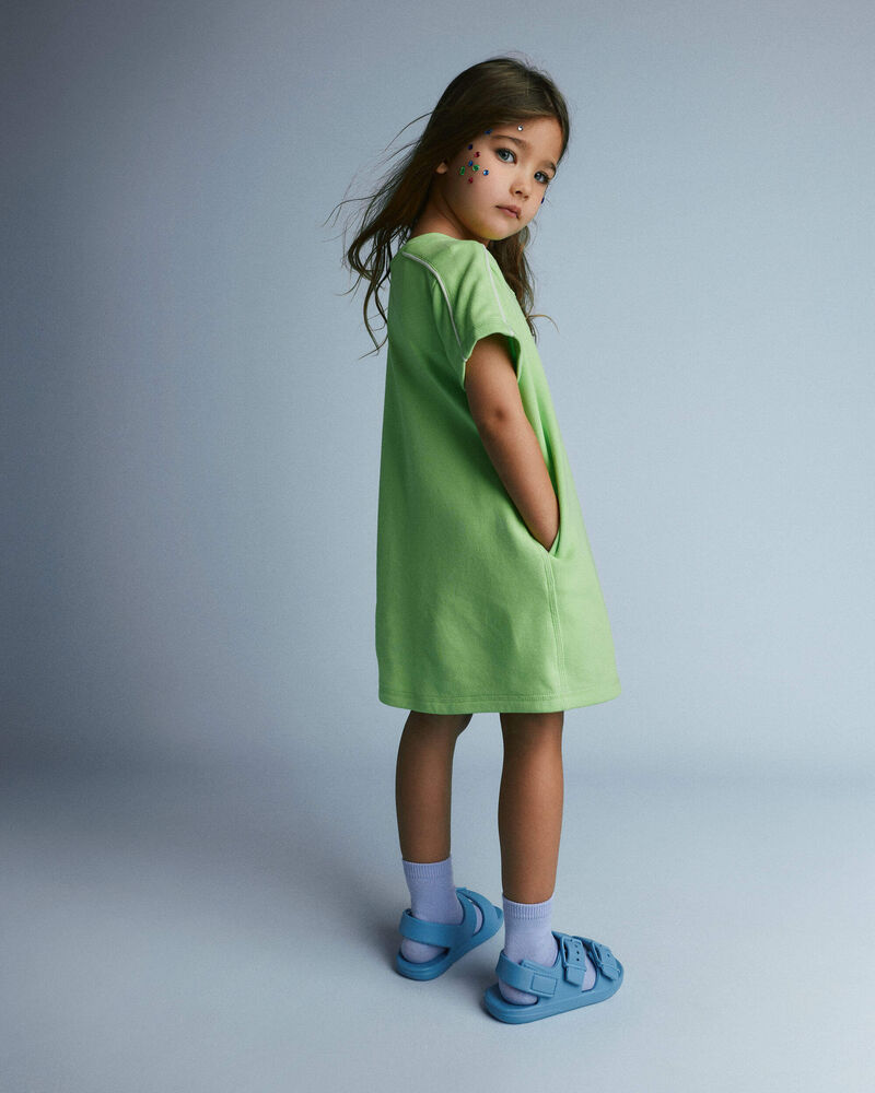 Tout-petit fille - Robe t-shirt henley - Vert lime, image 5 sur 6 diapositives