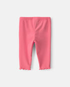 Baby Girl Pull-On Ribbed Leggings - Coral, image 2 of 3 slides