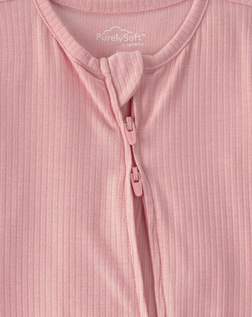 Baby Girl 2-Way Zip PurelySoft Sleeper - Pink, 