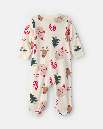 B&eacute;b&eacute; - Grenouill&egrave;re en 100&nbsp;% coton avec fermeture &agrave; glissi&egrave;re double sens &agrave; th&egrave;me No&euml;l &ndash; Cr&egrave;me, 