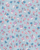 Kid Floral Gauze Long-Sleeve Button-Up Top - Blue, image 2 of 3 slides