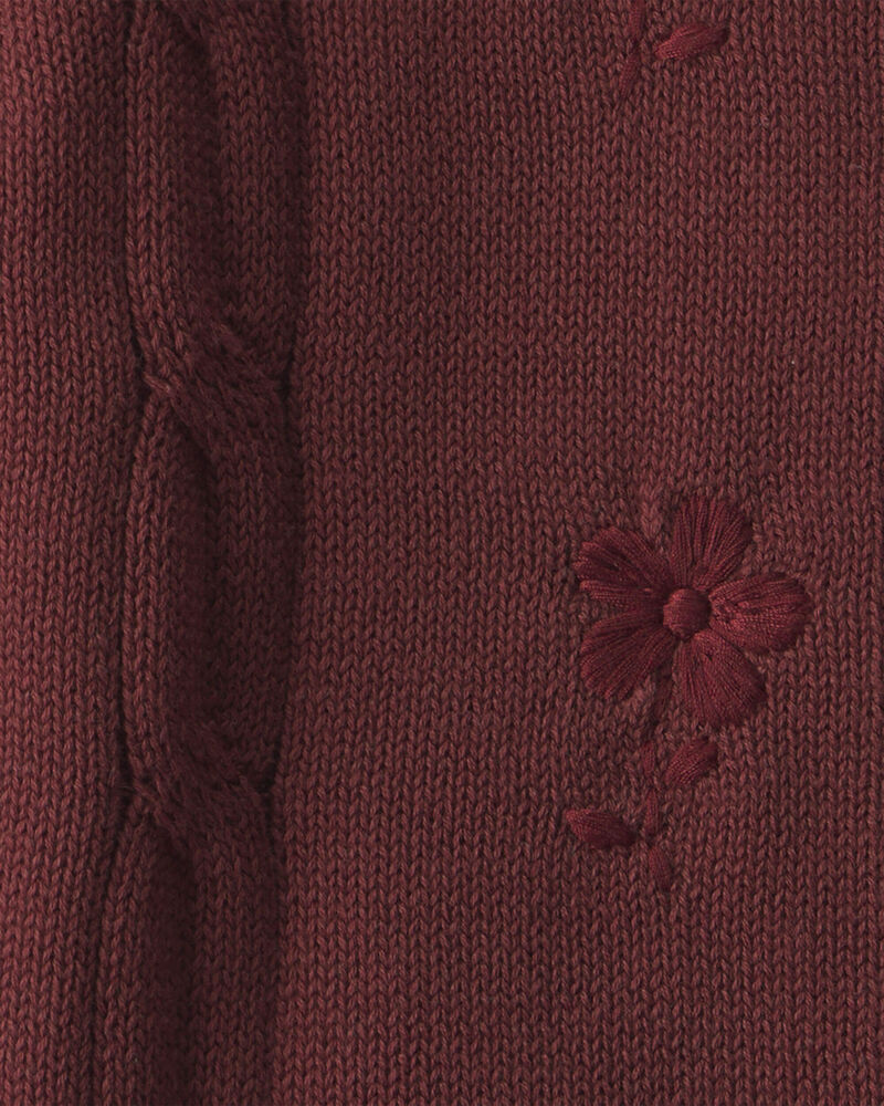 Toddler Girl Organic Cotton Sweater Knit Embroidered Cardigan, image 3 of 3 slides