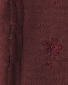 Toddler Girl Organic Cotton Sweater Knit Embroidered Cardigan, image 3 of 3 slides