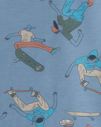 Gar&ccedil;ons - Pyjama 2 pi&egrave;ces ample &agrave; manches courtes, planche &agrave; roulettes - Bleu, 