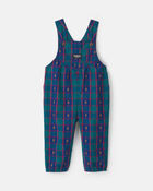 Baby Girl Plaid Bear Overalls - Blue, image 1 of 4 slides