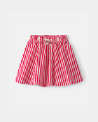 Filles - Jupe-short &agrave; rayures - Rouge/Blanc, image 1 sur 3 diapositives