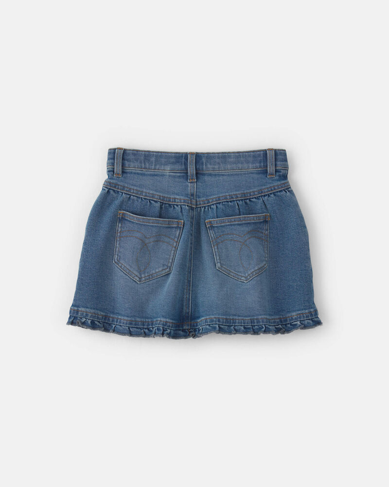 Girls Floral Denim Skirt - Light Wash, image 2 of 4 slides