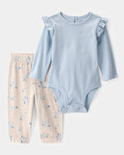 Baby Girl 2-Piece Bodysuit & Floral Pant Set, image 1 of 4 slides