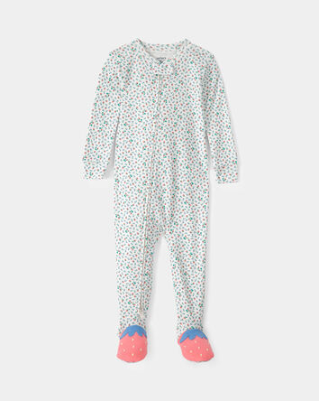 Toddler Girl Strawberry 100% Cotton Snug Fit 1-Piece Pyjama, 