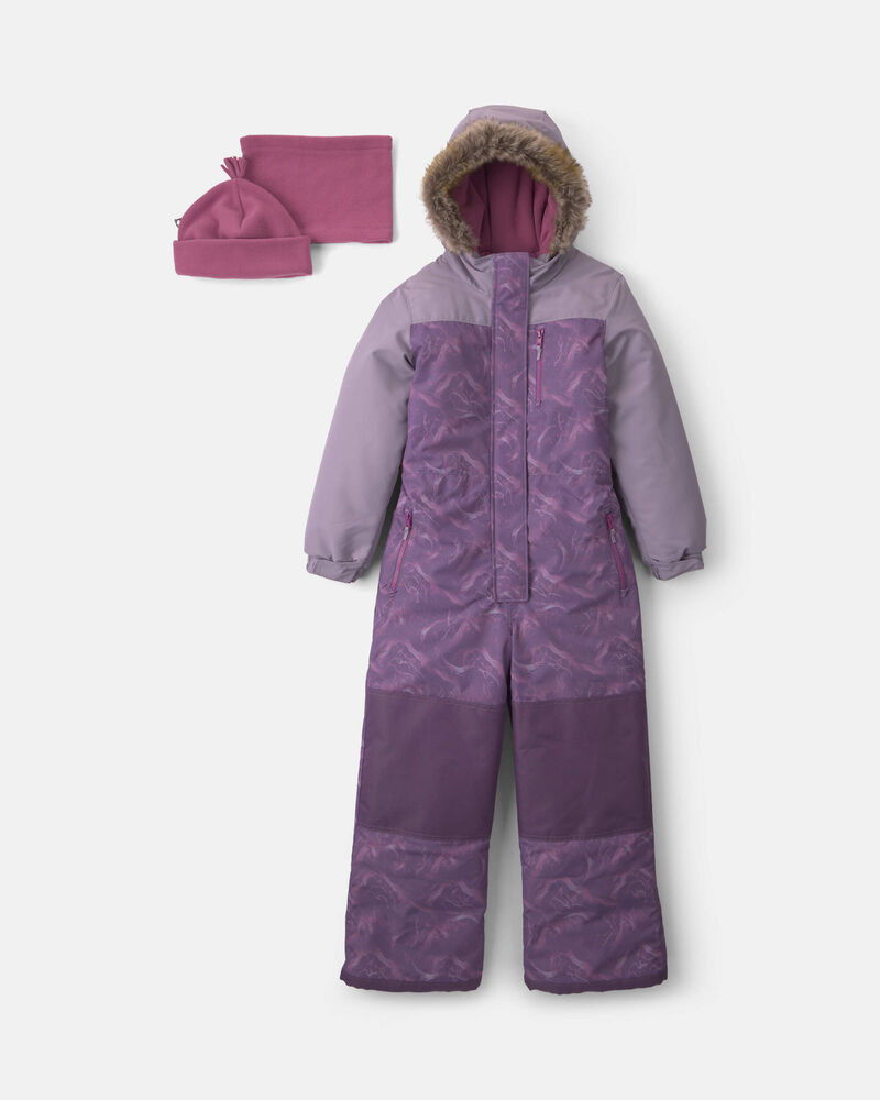 Girls 1 Piece Snowsuit- Purple, image 1 of 8 slides