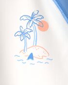 Ensemble 2 pi&egrave;ces haut dermoprotecteur &agrave; manches longues et short maillot de bain &agrave; motif de voilier pour tout-petit - Bleu/Blanc, image 4 sur 7 diapositives