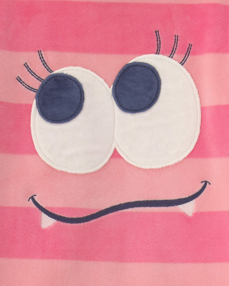 Toddler Girl 2-Piece Monster Striped DreamPlush Snug Fit Pyjama Set - Coral, image 2 of 6 slides
