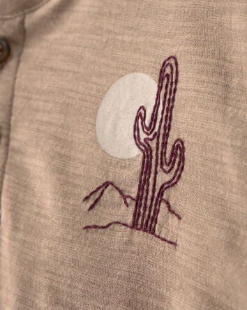Tout-petit gar&ccedil;on - Ensemble 2 pi&egrave;ces haut henley et short, cactus et d&eacute;sert - Brun, 