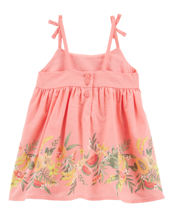 Baby Poplin Floral Print Dress - Pink, 