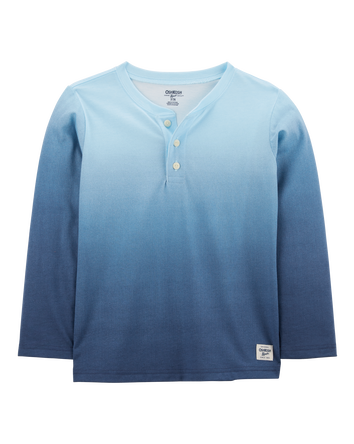 Kid Ombre Long-Sleeve Henley Shirt - Blue, 