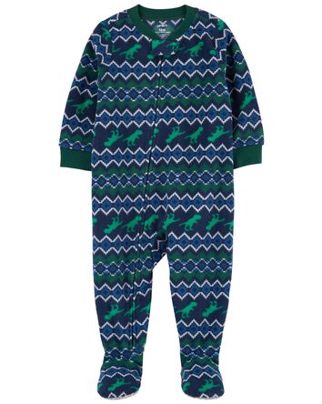 Pyjama 1 pièce en molleton à pieds à imprimé de dinosaure, 