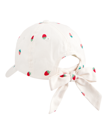 Toddler Strawberry Print Bow Baseball Cap, 