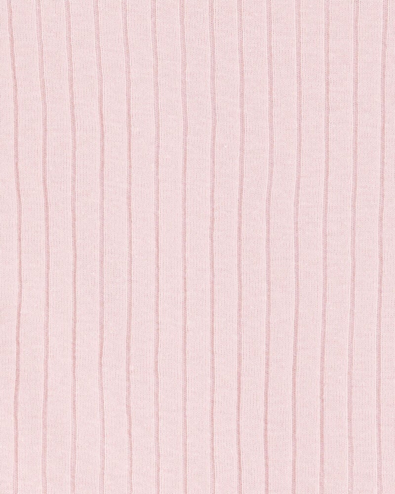 Toddler Solid Ribbed Cotton Blend 2-Piece Pyjamas - Pink, image 2 of 3 slides