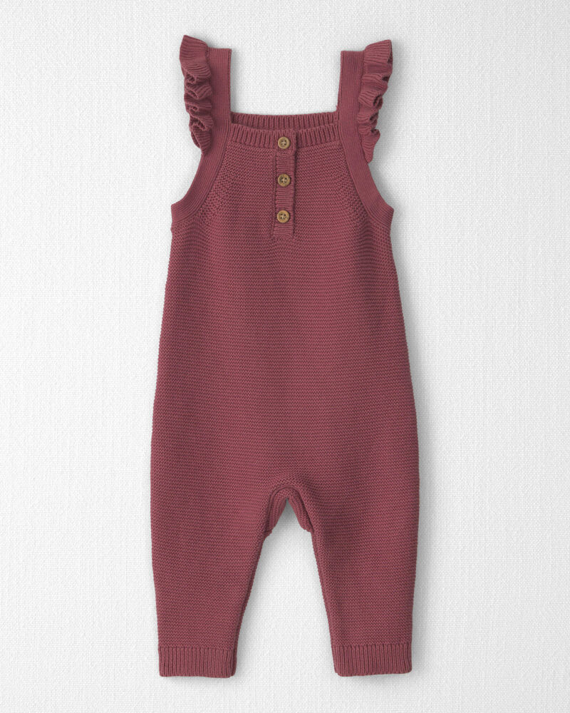 Baby Girl Organic Cotton Sweater Knit Overalls, image 1 of 6 slides