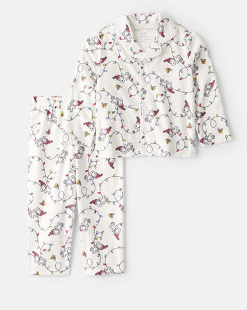 Tout-petit - Pyjama 2 pièces ample en molleton à manches longues à imprimé Snoopy de Peanuts - Blanc, 