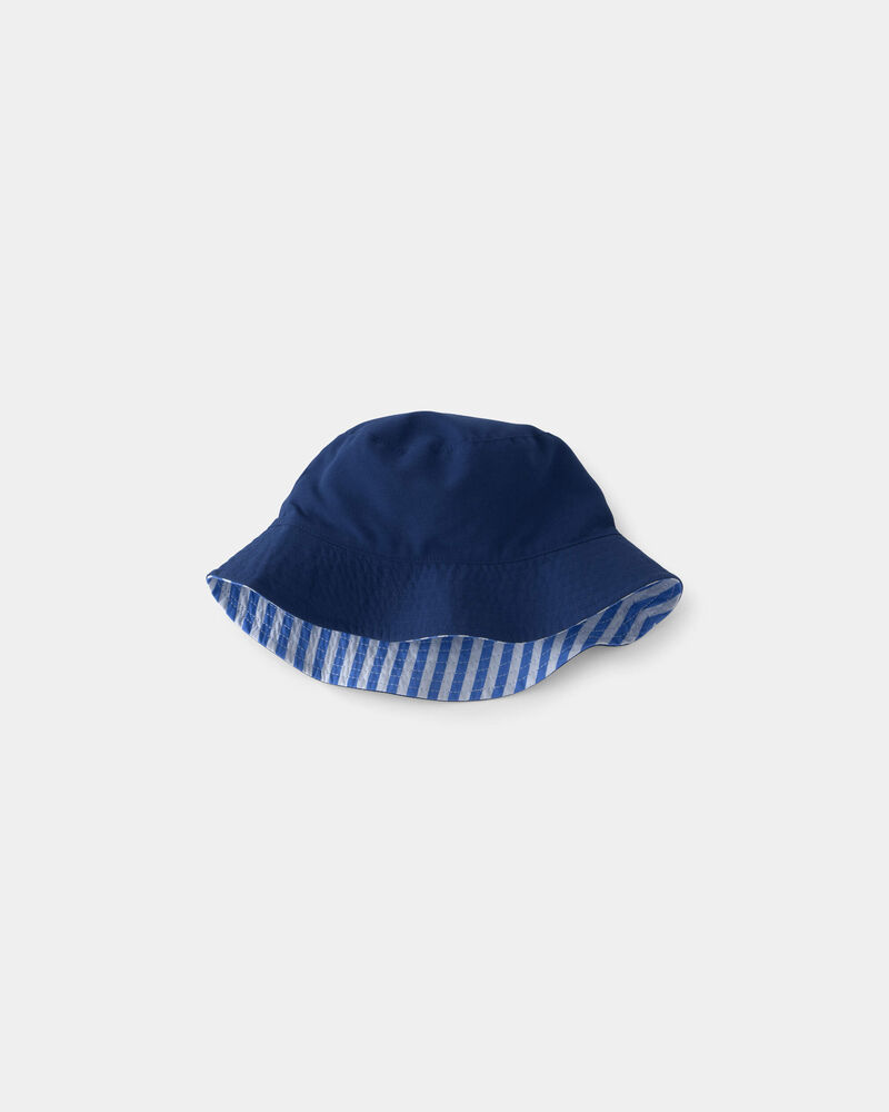 Toddler Boy Reversible Stripe Swim Hat - Blue, image 1 of 4 slides