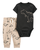 Baby 2-Piece Dinosaur Bodysuit Pant Set, image 1 of 5 slides