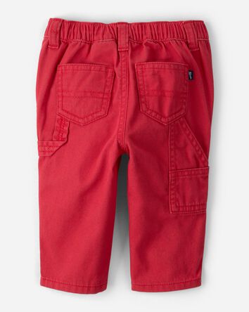 Baby Boy Solid Twill Pants  - Red, 