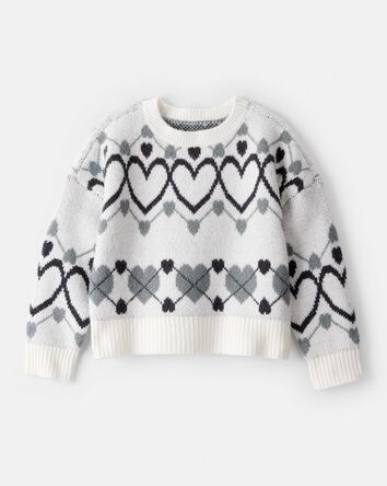 Girls Heart Sweater - White, 
