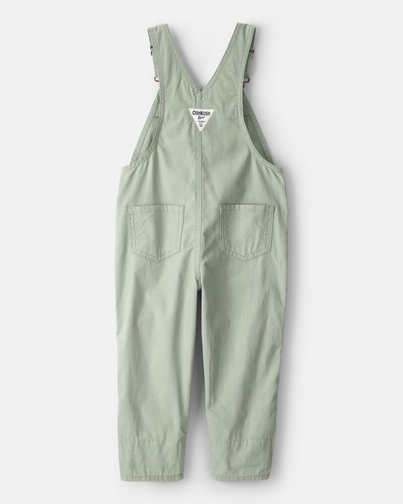 Toddler Girl Butterfly-Lined Canvas Overalls - Green, image 2 of 4 slides