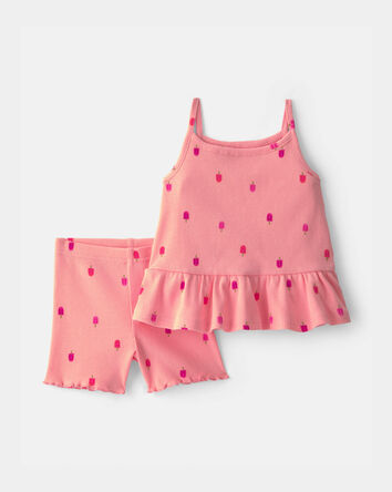 Baby Girl 2-Piece Popsicle Top & Short Set - Pink, 