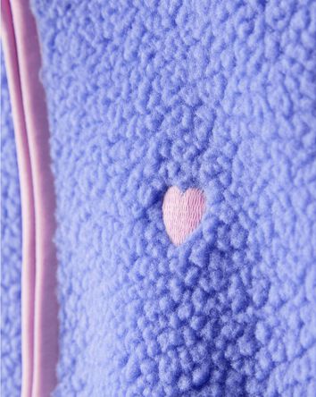 Girls Microfleece Long-Sleeve Zip-Up Jacket - Blue, 