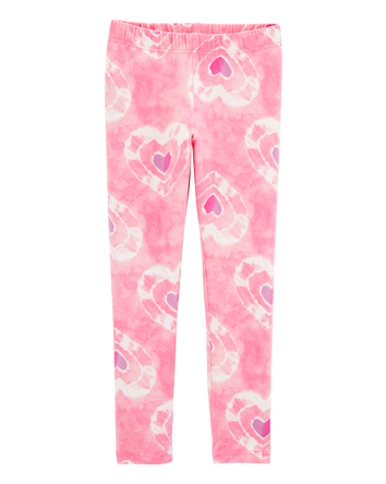 Kid Heart-Print Stretch Leggings - Pink, 
